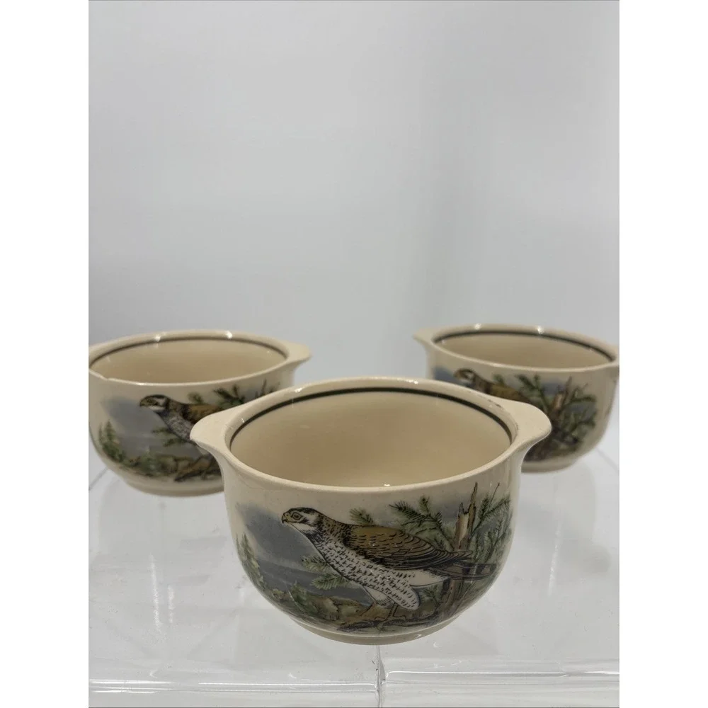 3 Vtg‎ Colditz Porcelain Falcon Soup Bowl Crocks German Democratic Republic x3